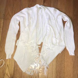 White ruffled cardigan